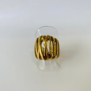 Ατσάλινο δαχτυλίδι - Gold Waves Ring