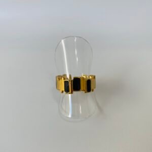 Ατσάλινο δαχτυλίδι - Enamel Gold Block Ring